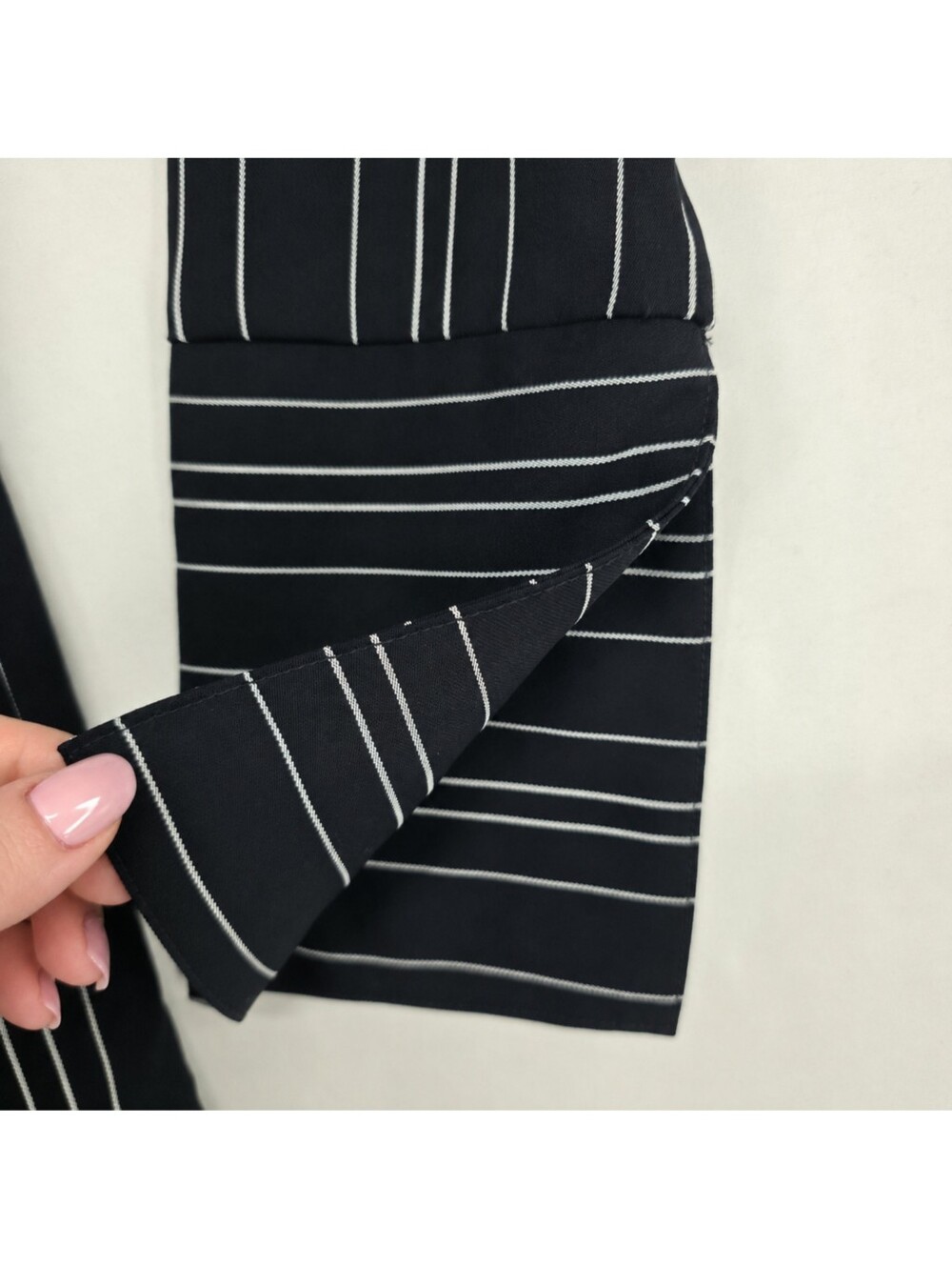 Zara Navy Stripe Duster Cardigan Side Slit Tie Waist Minimalist Coastal Small - Picture 8 of 15